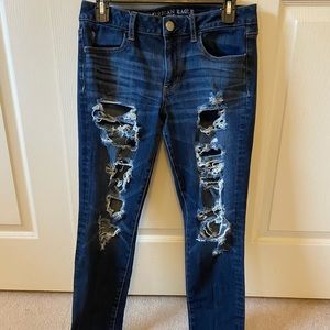 American Eagle High-Waisted Ripped Jeans